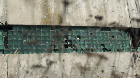 Broken window, the shots through the Windows, old abandoned buildings Video stock 57322927