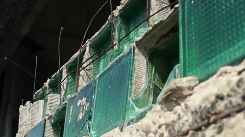 Broken window, the shots through the Windows, old abandoned buildings Video stock 57322940