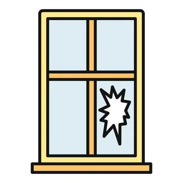 Broken window with smashed glass pane illustration Stock Illustration