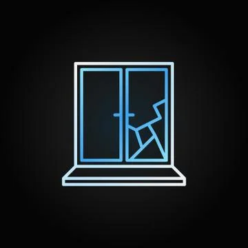 Broken window vector creative icon in outline style Stock Illustration
