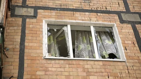 Broken Window on the War Stock Footage 41495331