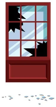 Broken window on white backgrond Stock Illustration