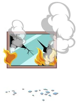 Broken window on white background Stock Illustration