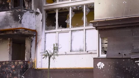 Broken windows on a building Stock Footage 264324528