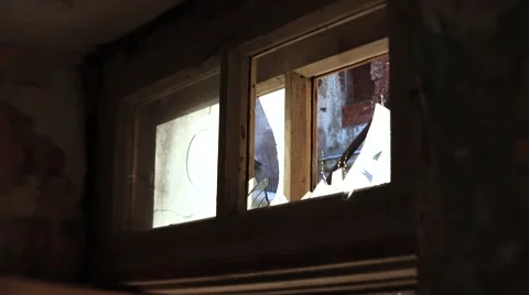 Broken windows in an old box. 4K. Stock Footage 47163053