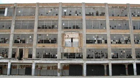 Broken windows of an old industrial building. 4k60p Stock Footage 130149423