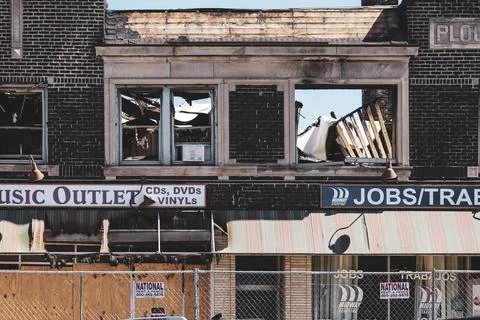 Broken in windows Stock Photos