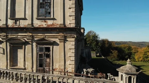 Broken Windows in a Ruined Castle, Pidhirtsi Castle Stock Footage 99548962