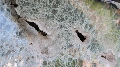 Broken windows from shelling. War. Destroyed property. Stock Footage 241109222