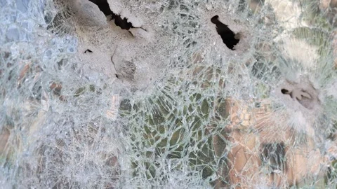 Broken windows from shelling. War. Destroyed property. Stock Footage 241109793