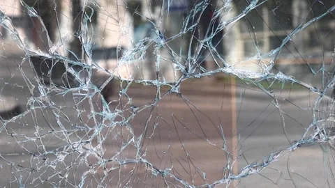 Broken windows from shelling. War. Destroyed property. Stock Footage 241111094