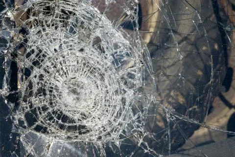 Broken windshield of a car in an accident. Foto stock