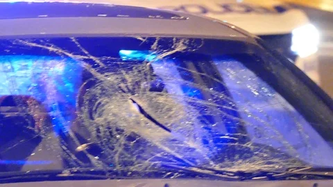 Broken Windshield of a Car after pedestrian accident - 24fps 1080p Stock Footage 91561784