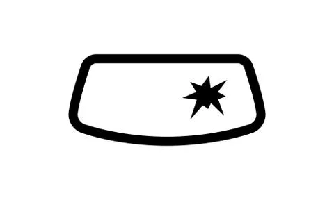 Broken windshield icon in black. Car service, repair, car detail. Vector on i Ilustración de archivo