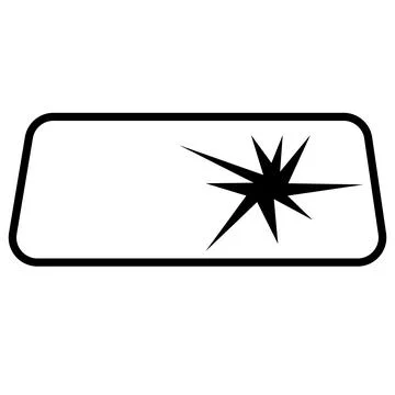 Broken windshield icon on white background. broken windshield sign. Stock Illustration