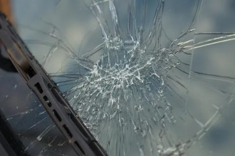 The broken windshield Foto stock