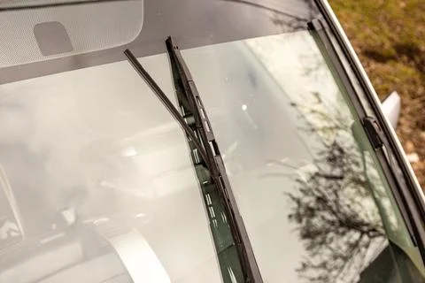 Broken windshield wiper blade Stock Photos