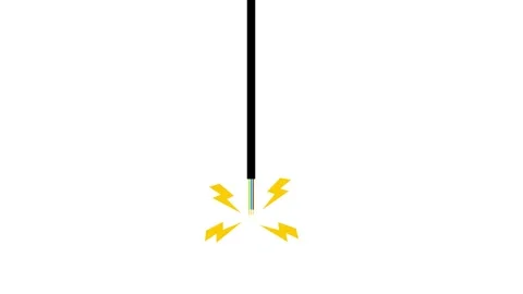 Broken wire animated hanging and sparking with electric current on 4k clean.. Stock Footage 342608148