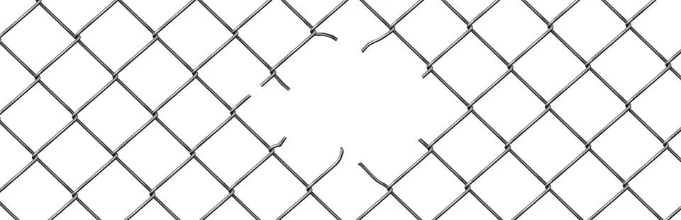 Broken wire fence, rabitz or chain link background Stock Illustration