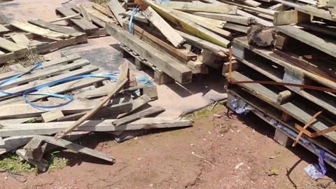 Broken wooden pallets in the dump Stock-Footage 220073520