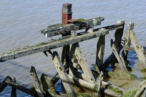 Broken wooden posts Stock Photos