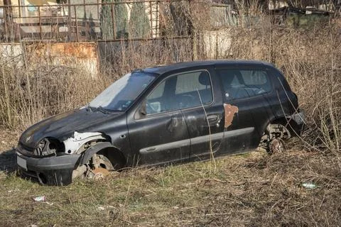Broken wrecked car Stock Photos