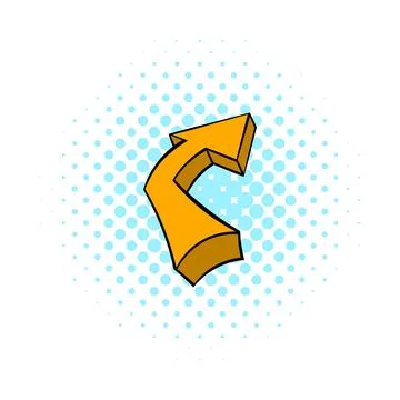 Broken yellow arrow icon, comics style Stock Illustration