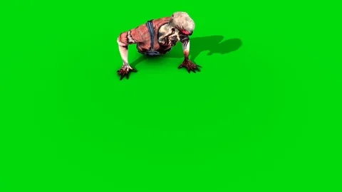 Broken Zombie Attack Top Green Screen Horror Halloween 3D Rendering Animation Stock Footage 96417242