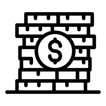 Broker coin stack icon, outline style Stock Illustration