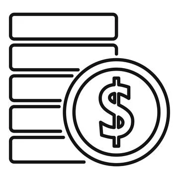Broker coins stack icon, outline style Stock Illustration