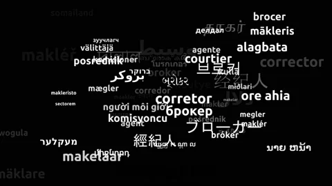 Broker Translated in 62 Worldwide Languages Endless Looping 3d Zooming Wordcl Video stock 145215059