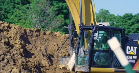 Broll of Excavator on Construction Site Stock Footage 201157516