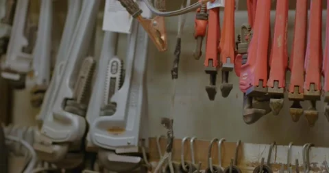 Broll of Pipe Wrenches Stock Footage 201157404