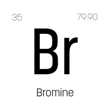 Bromine, Br, periodic table element Illustrazione stock