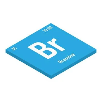 Bromine, Br, periodic table element Ilustração Stock