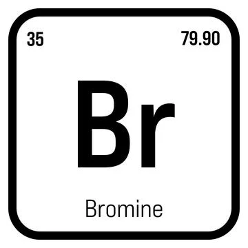 Bromine, Br, periodic table element Stock Illustration