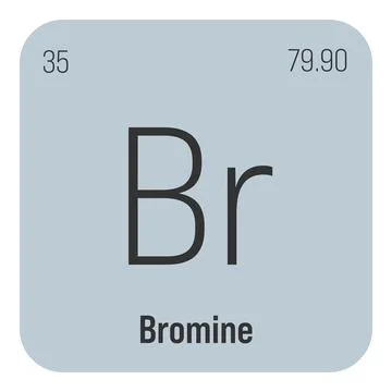 Bromine, Br, periodic table element Stockillustratie
