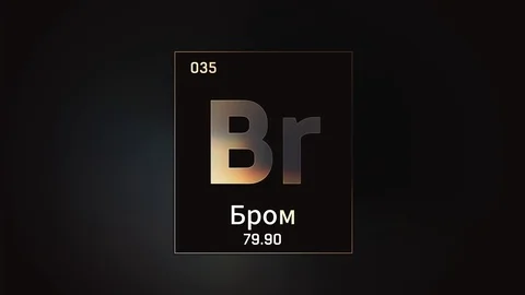 Bromine as Element 35 of the Periodic Table 3D animation on grey background Stock Footage 126450370