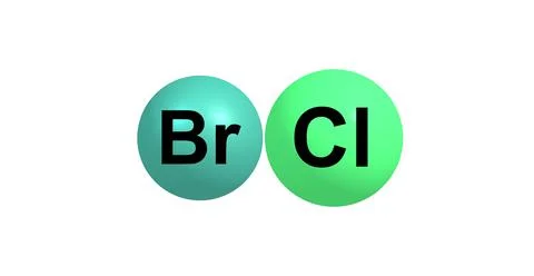 Bromine monochloride molecular structure isolated on white Stock Illustration