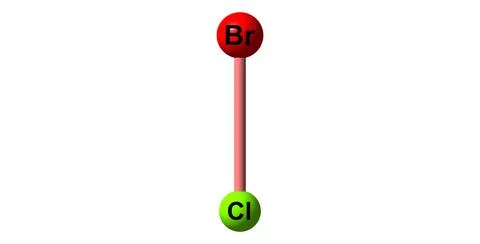 Bromine monochloride molecular structure isolated on white Stock Illustration