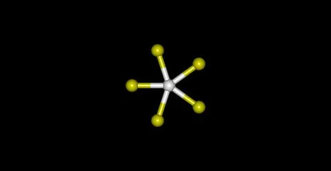 Bromine pentafluorid molecular structure isolated on black Stock Illustration
