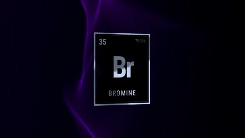 Bromine Periodic Table Element Tile with Purple Smoke Видео 334790571