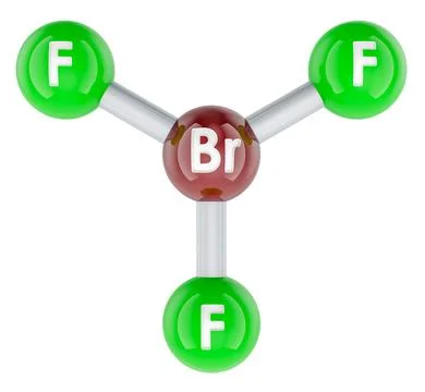 Bromine trifluoride BrF3 molecule. 3D rendering Stock Illustration