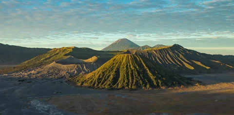 Bromo active volcano landscape at sunrise, East Java, Indonesia Stock Footage 161412811