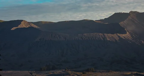 Bromo active volcano landscape at sunset, East Java, Indonesia Stock Footage 161413641