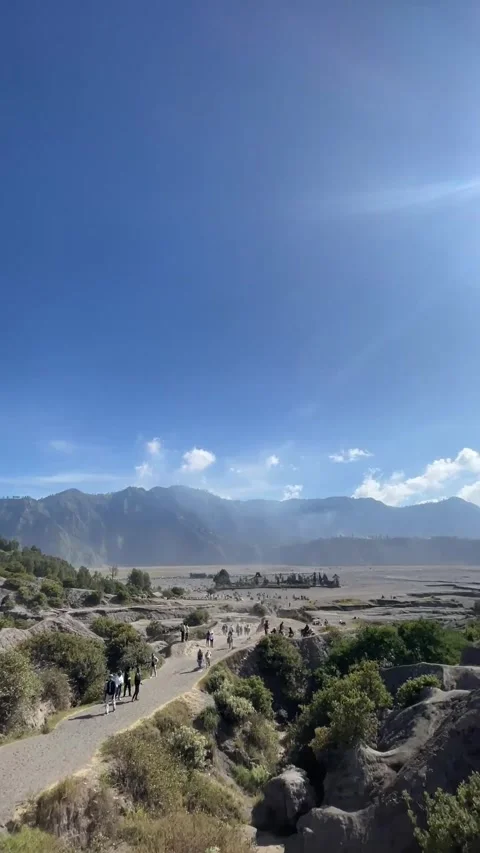 Bromo mountain top view in wide angel shot Stock Footage 287330672