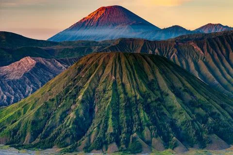 The Bromo, or Mount Bromo, is an active somma volcano Foto stock