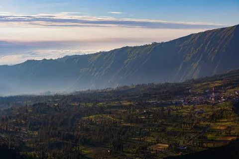 The Bromo, or Mount Bromo, is an active somma volcano Foto stock