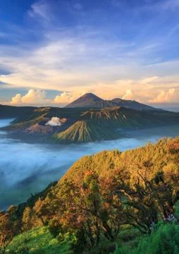 Bromo vocalno at sunrise, East Java, , Indonesia Stock Photos
