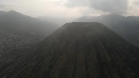 Bromo volcano crater East Java volcanic geothermal landscape Indonesia drone 스톡 동영상 312188829